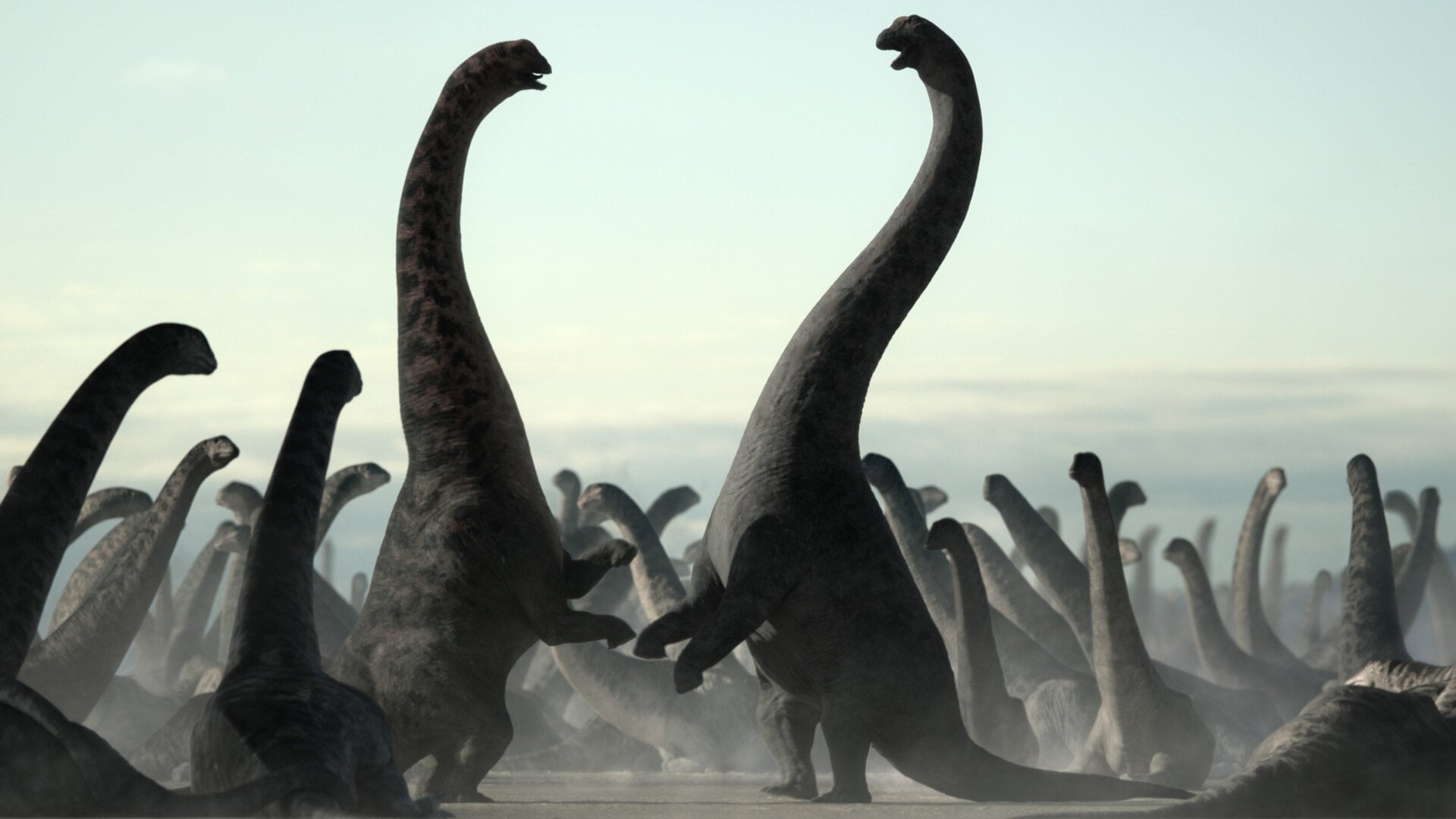 A group of Dreadnoughtus, as shown in “Prehistoric Planet.”