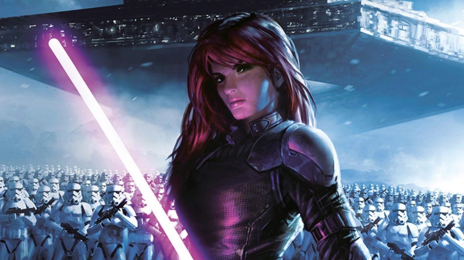 A crop of Mara Jade on the cover of Star Wars: Choices of One, illustrated by Daryl Mandryk.
