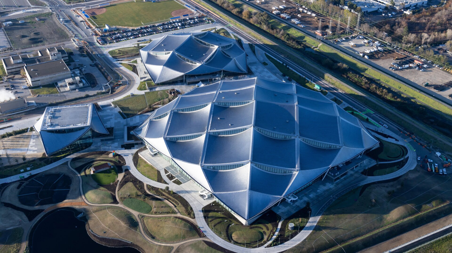 An aerial view of the Bay View campus.