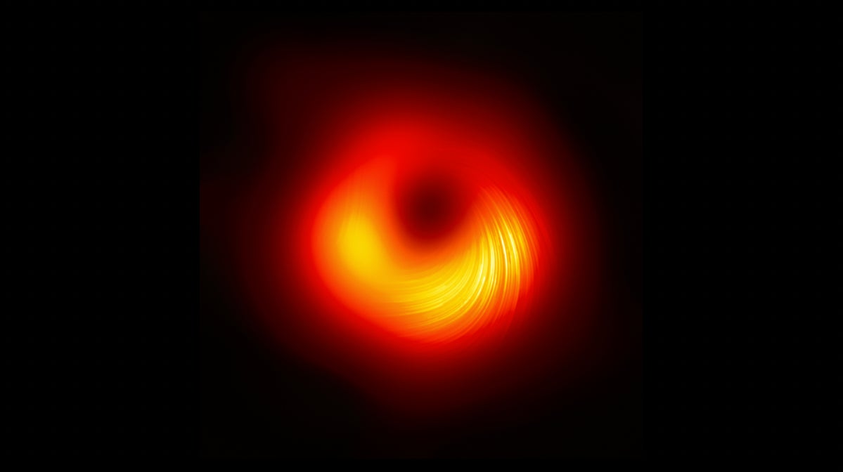 The Event Horizon Telescope collaboration released this polarized view of M87 in March 2021, revealing swirling magnetic fields.