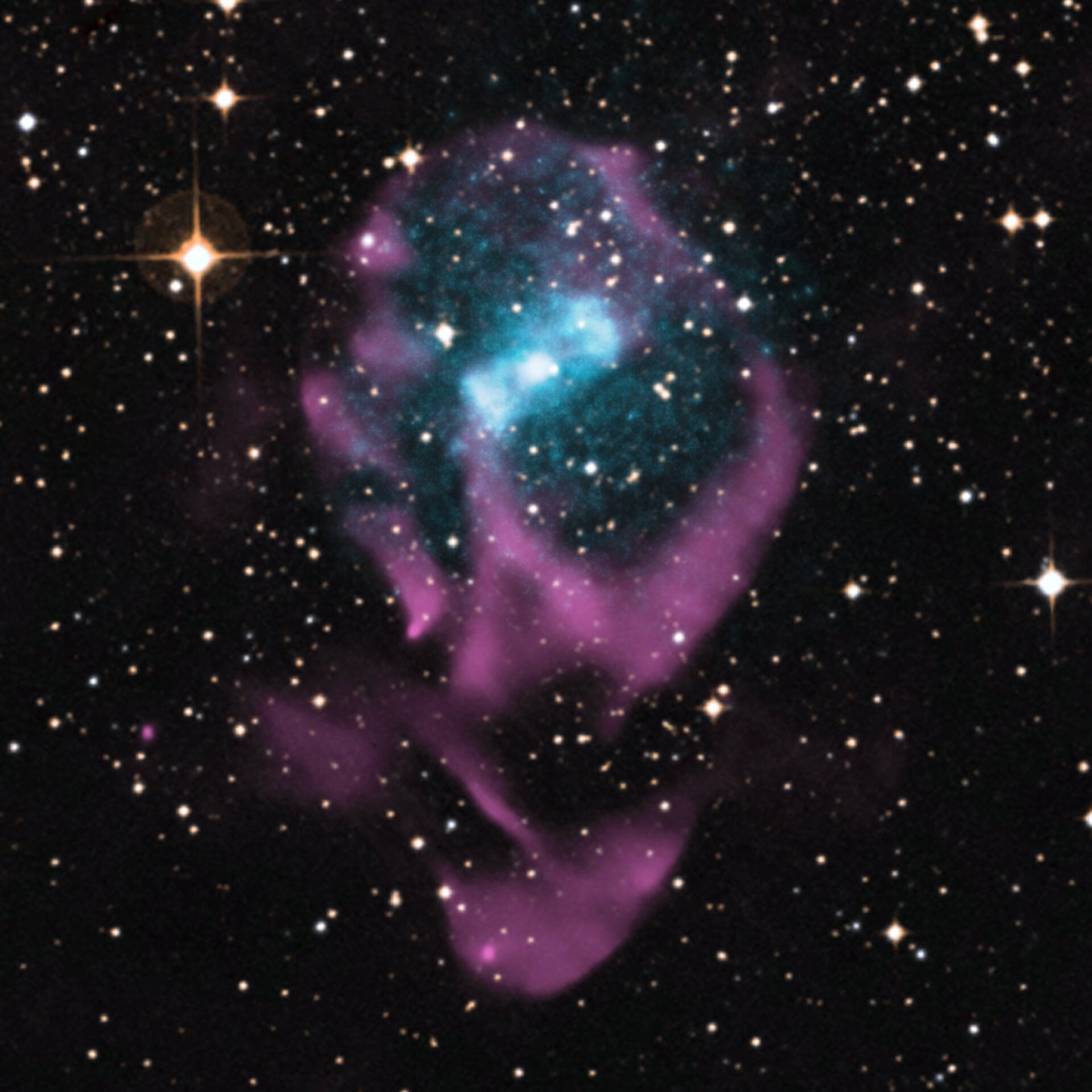 A composite image of an X-ray binary named Circinus X-1.