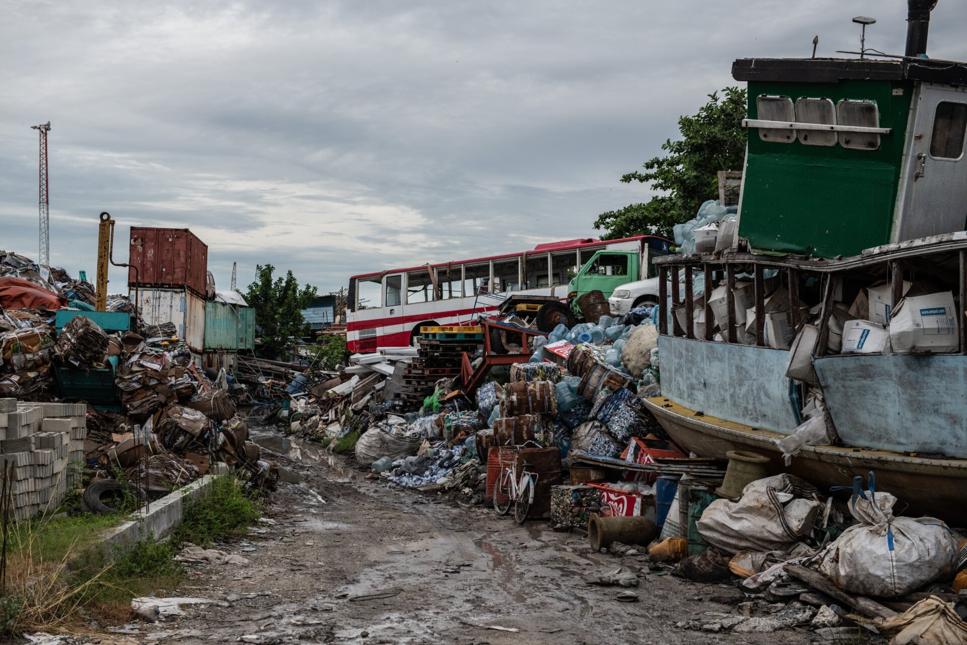 Trash piled up in Thilafushi in December of 2019.