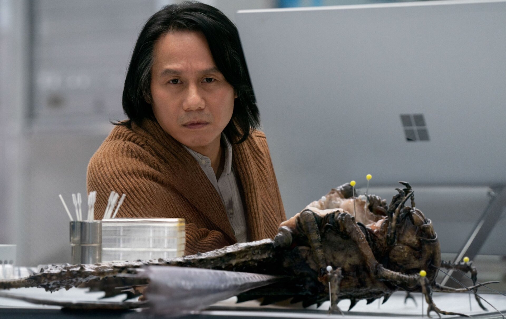 Dr. Wu and a locust.