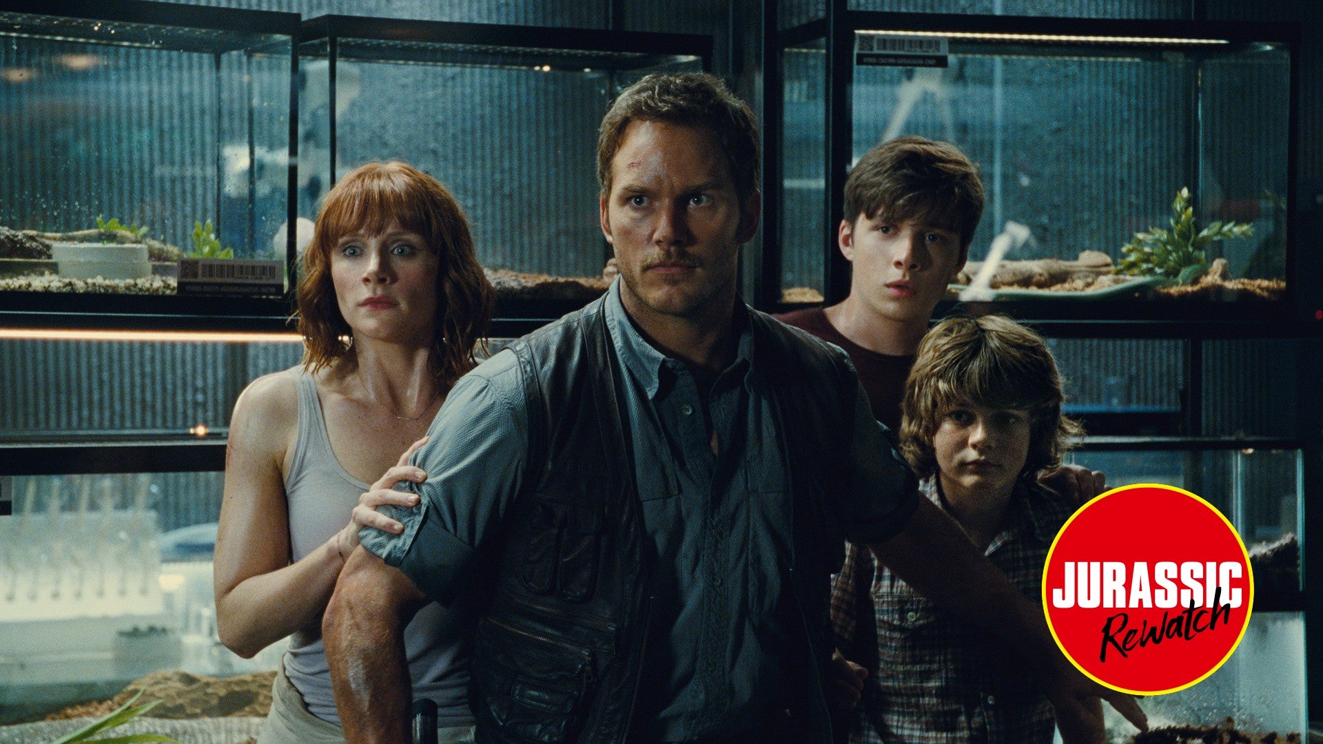 The cast of Jurassic World in peril.