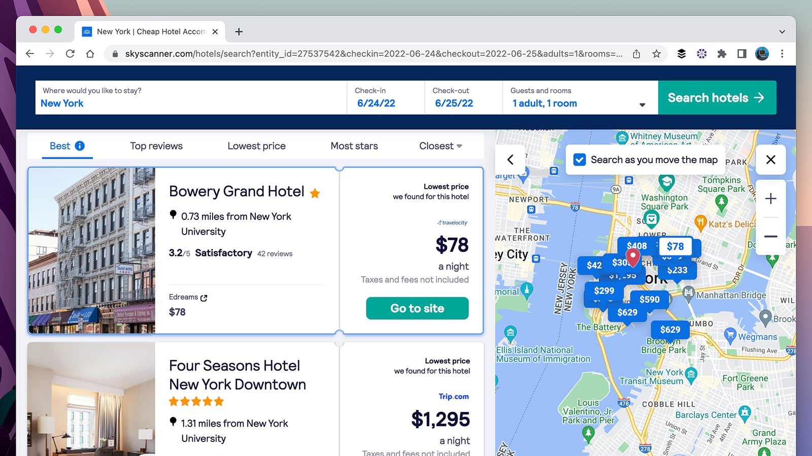 Screenshot: SkyScanner