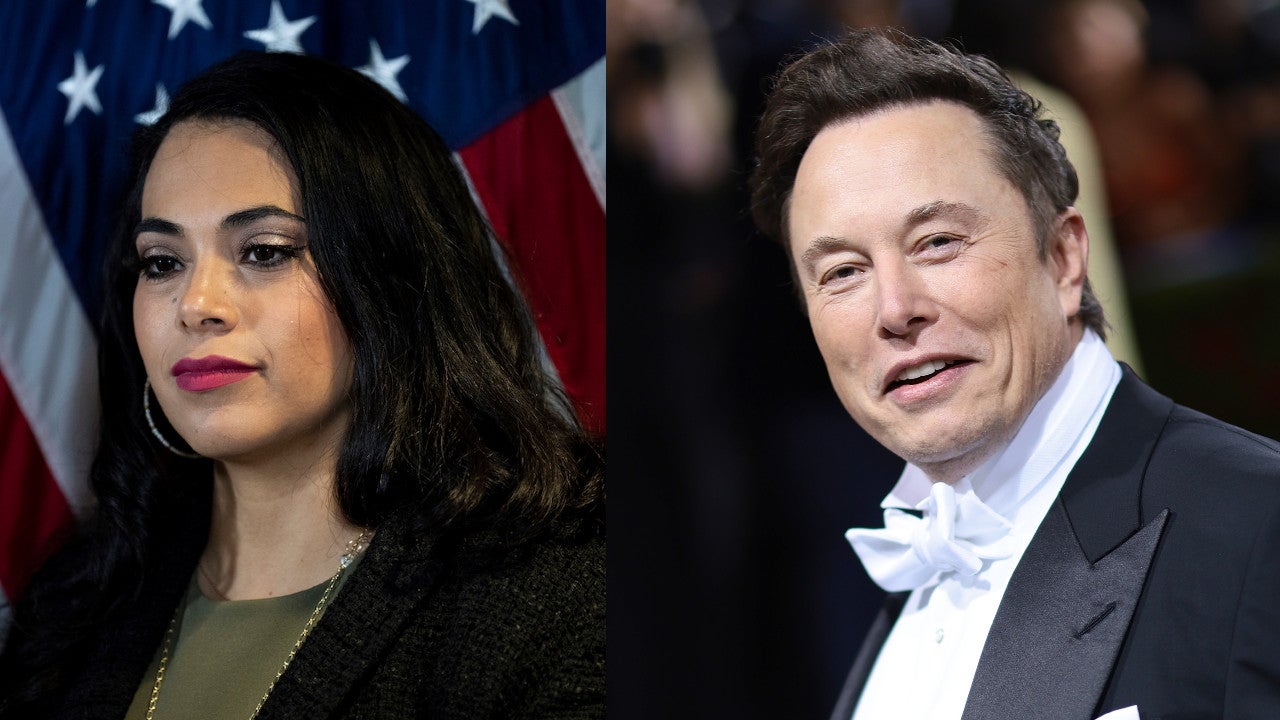 Newly elected Congresswoman Mayra Flores at the RNC headquarters in Washington on May 17, 2022 (left) and Elon Musk at the Met Gala on May 2, 2022 in New York City (right).