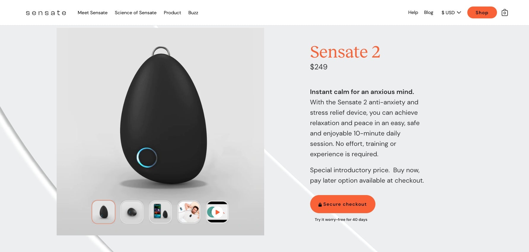 Screenshot: getsensate.com