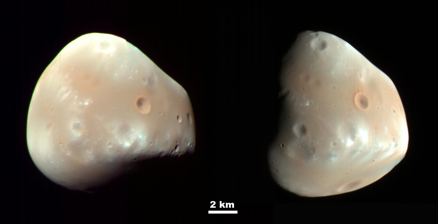 Deimos, the smaller of Mars’ moons, seen by the Mars Reconnaissance Orbiter.