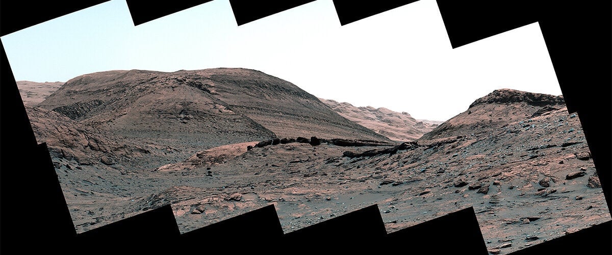 The Curiosity rover captured this panorama of a sulfate-bearing region on Mars.