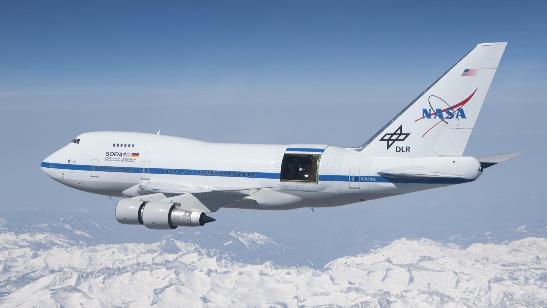 A view of SOFIA (Stratospheric Observatory for Infrared Astronomy).