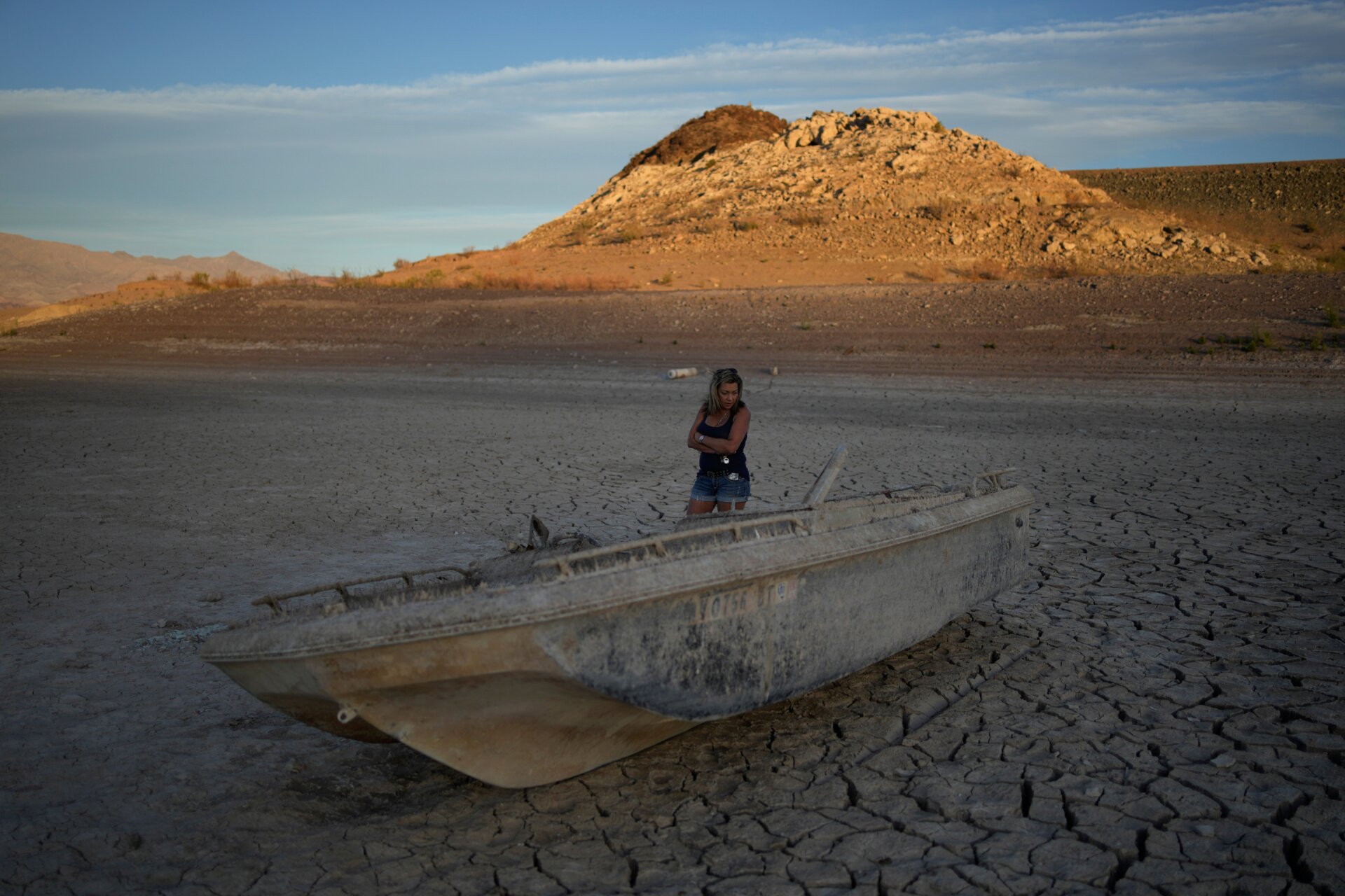 Previously sunken boats have been some of the most innocent things to emerge from the receding waters. This one was found at Lake Mead. 