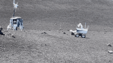 The Interact rover wrapped up its mission by bringing the rock samples to the lunar lander.