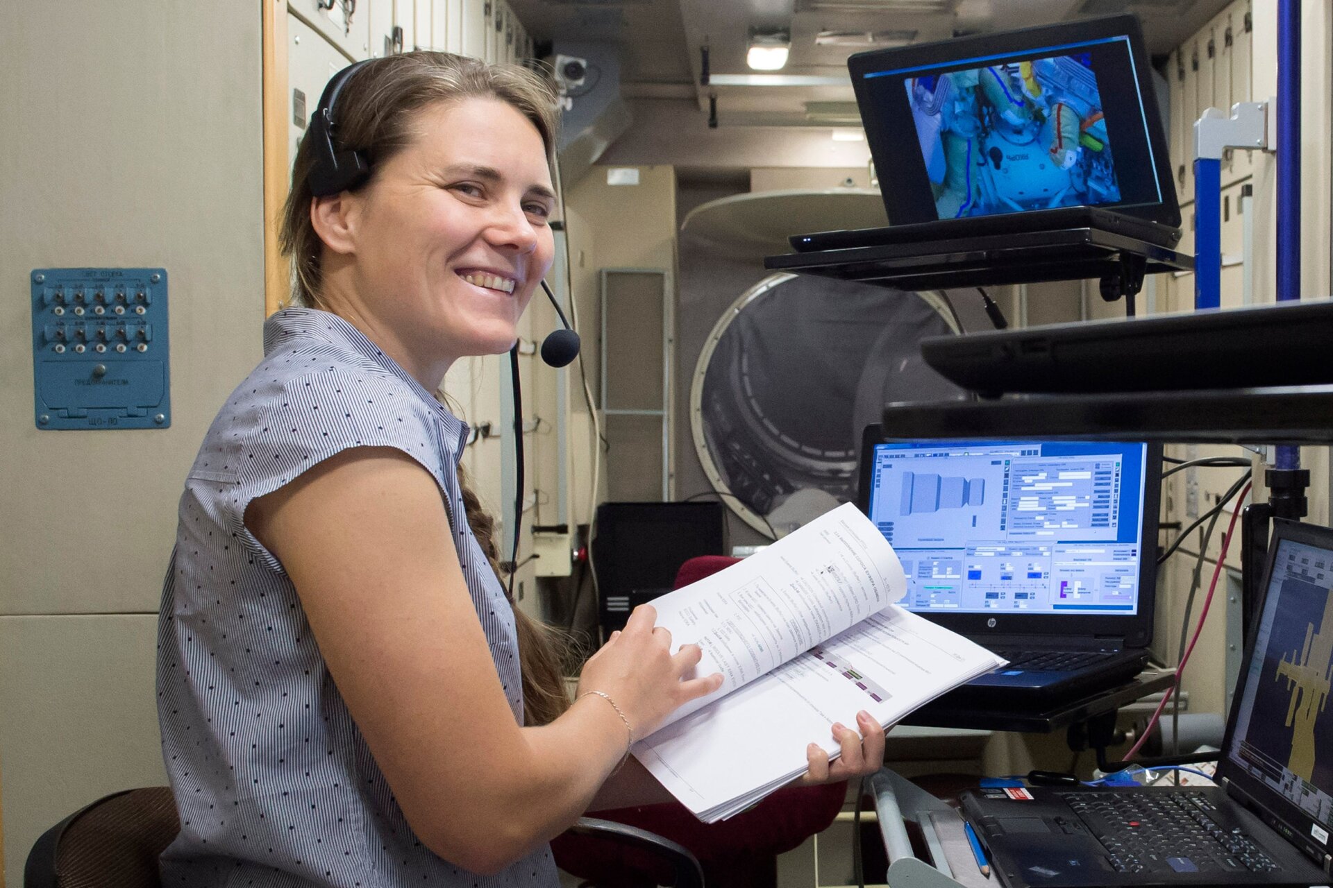 Anna Kikina at Russia’s Gagarin Cosmonaut Training Centre on July 8, 2022. The Russian cosmonaut is scheduled to fly aboard a SpaceX Crew Dragon as part of a recent seat swap arrangement. 