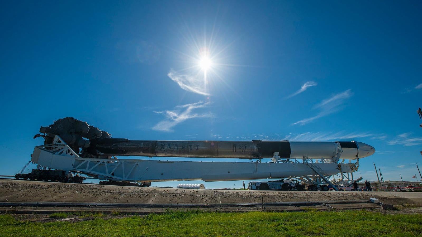 SpaceX’s Cargo Dragon spacecraft was rolled out to the launch pad at NASA’s Kennedy Space Center in Florida.