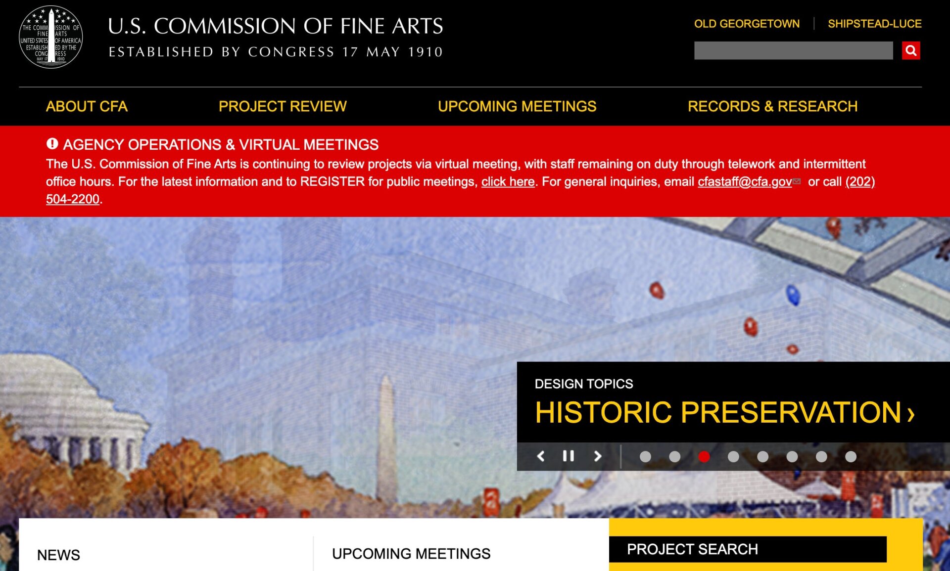 Screenshot: U.S. Commission of Fine Arts