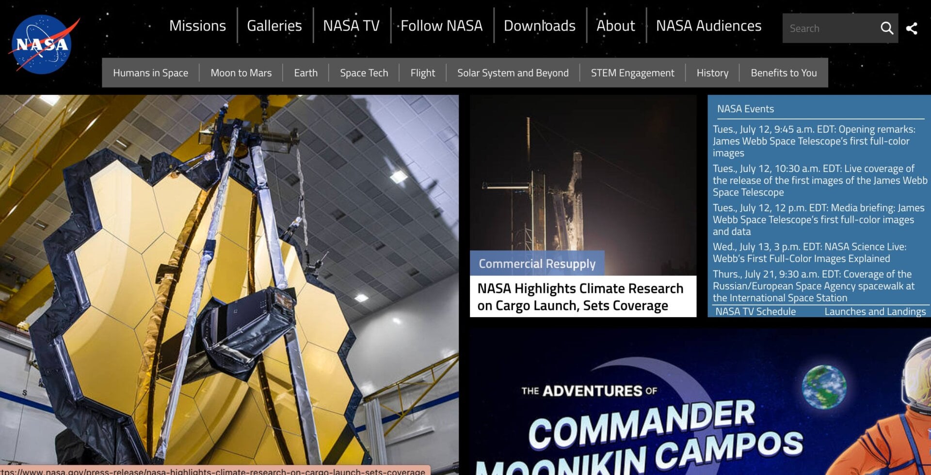 Screenshot: NASA