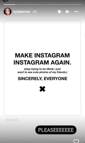 Kylie Jenner appeals to Instagram.