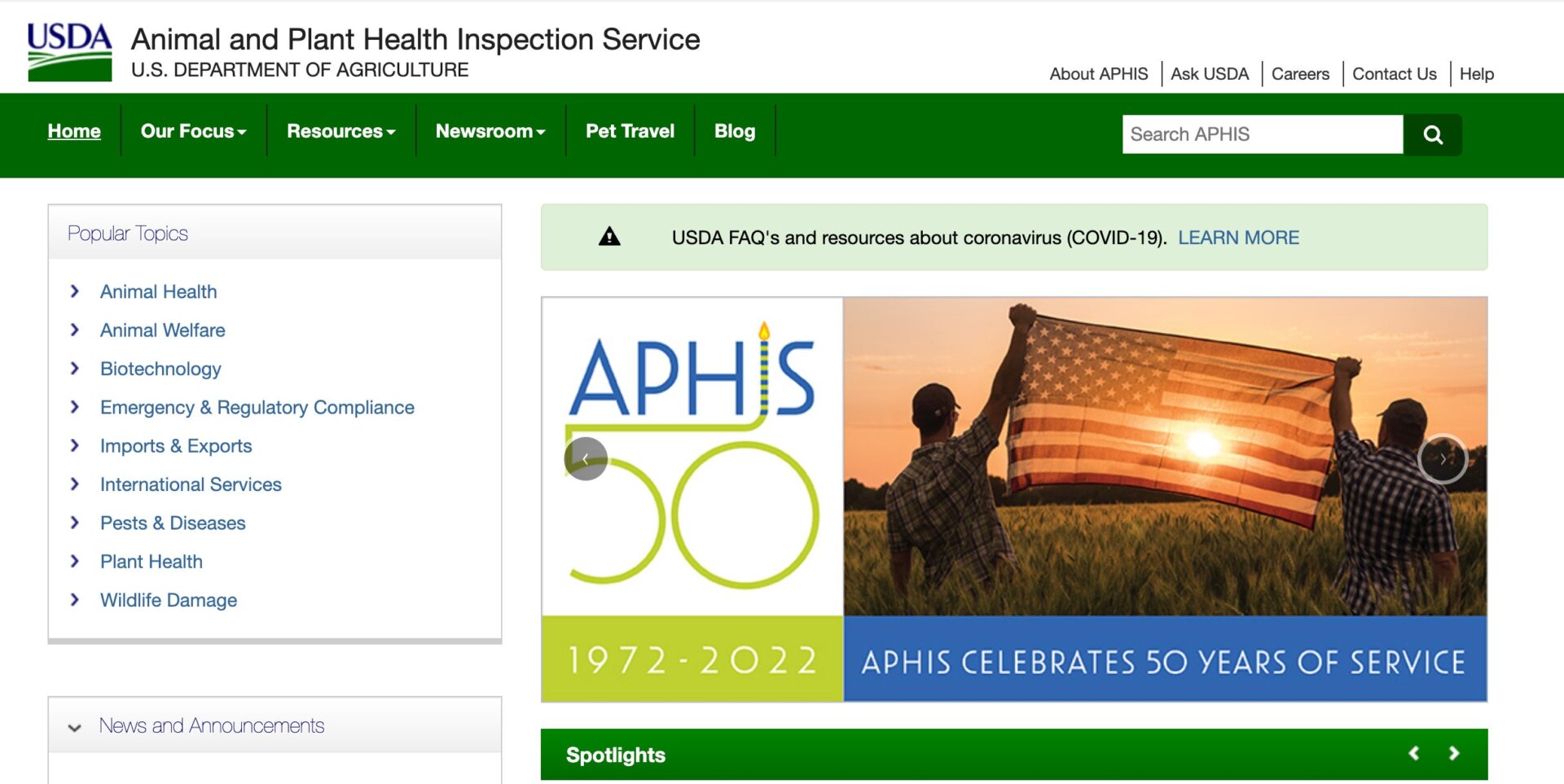 Screenshot: U.S. Department of Agriculture