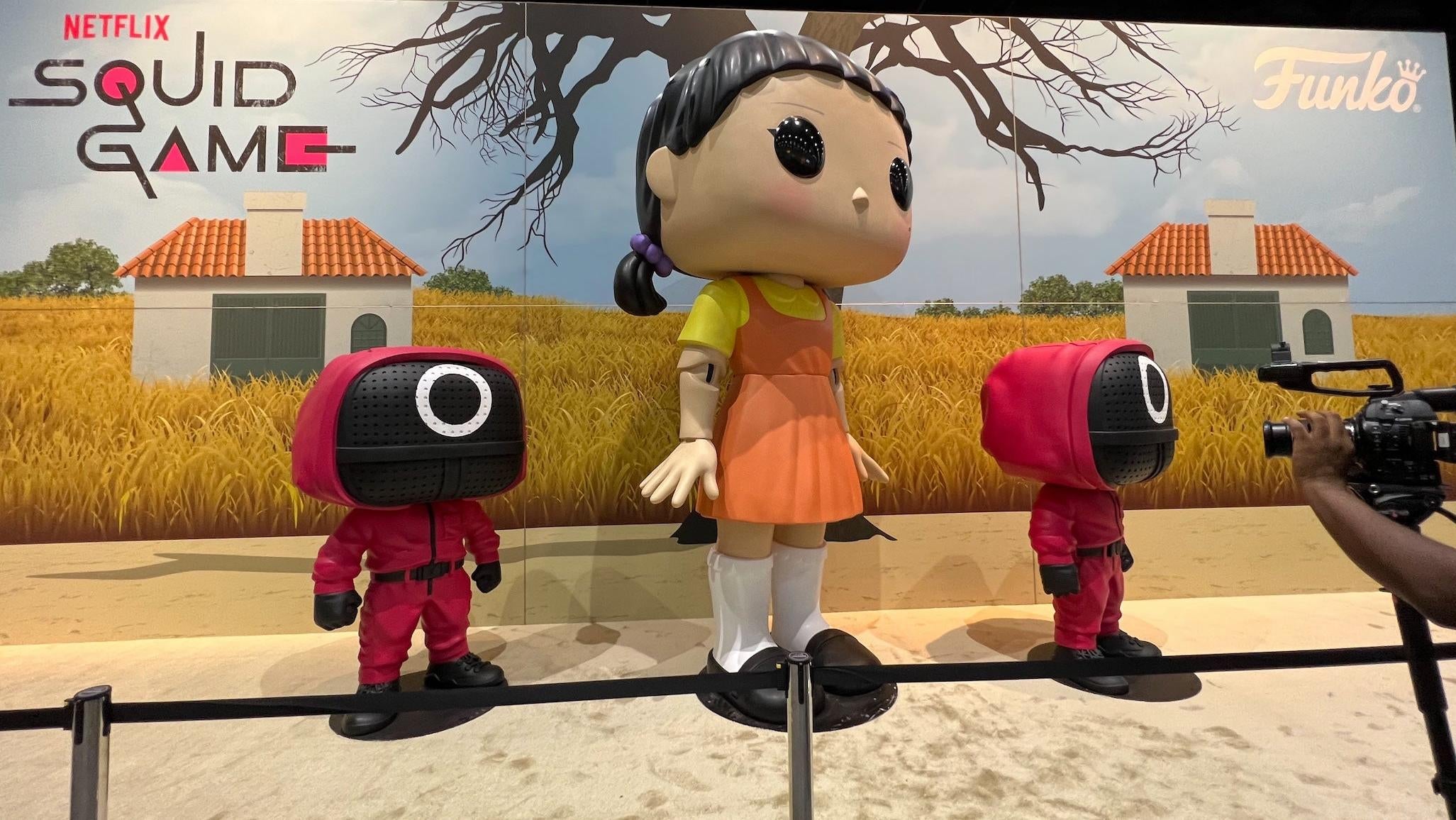 Massive Squid Game Pops on display.