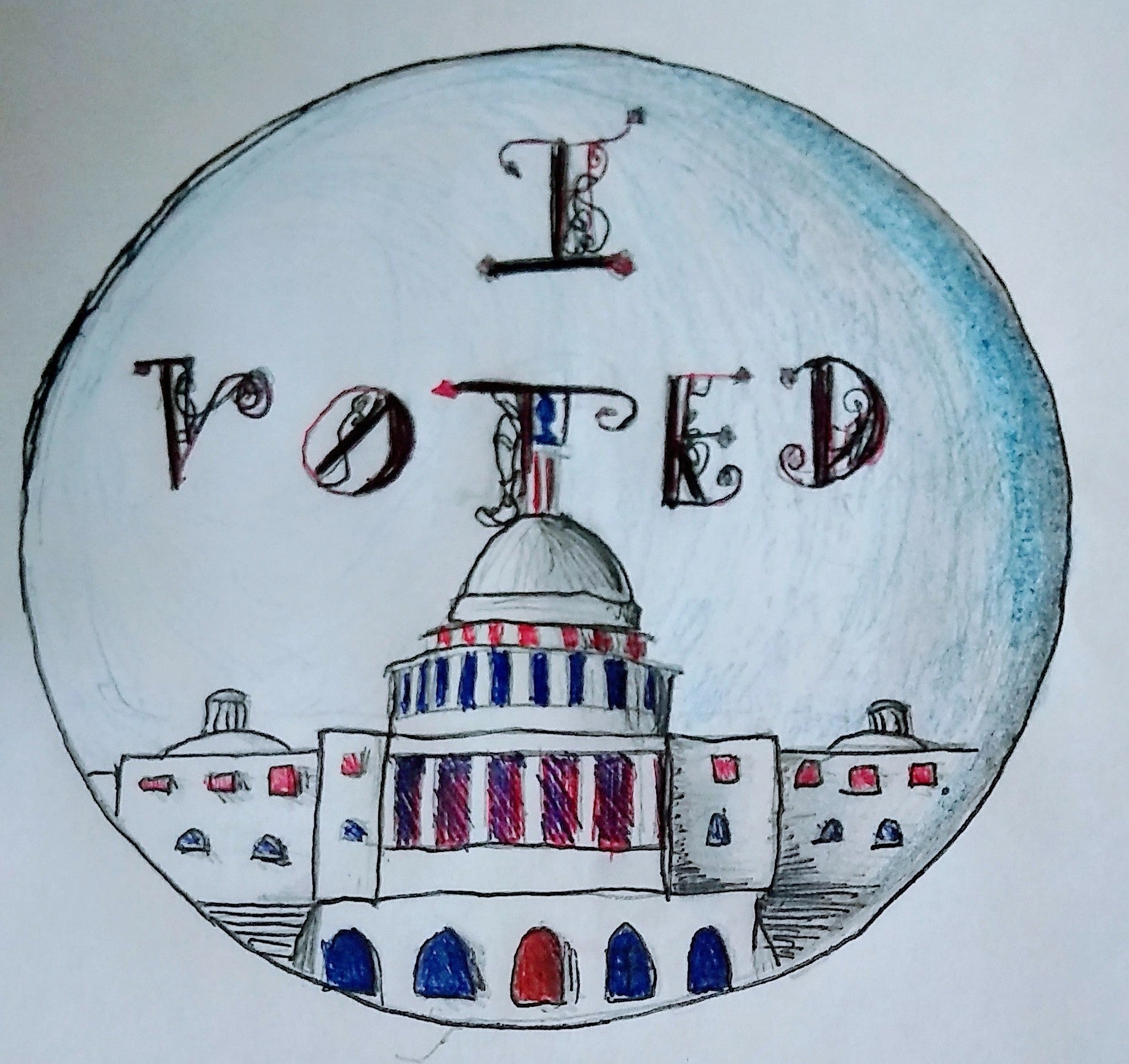 Another design for the Ulster County “I Voted” sticker contest by 14-year-old Wendy Stewart.