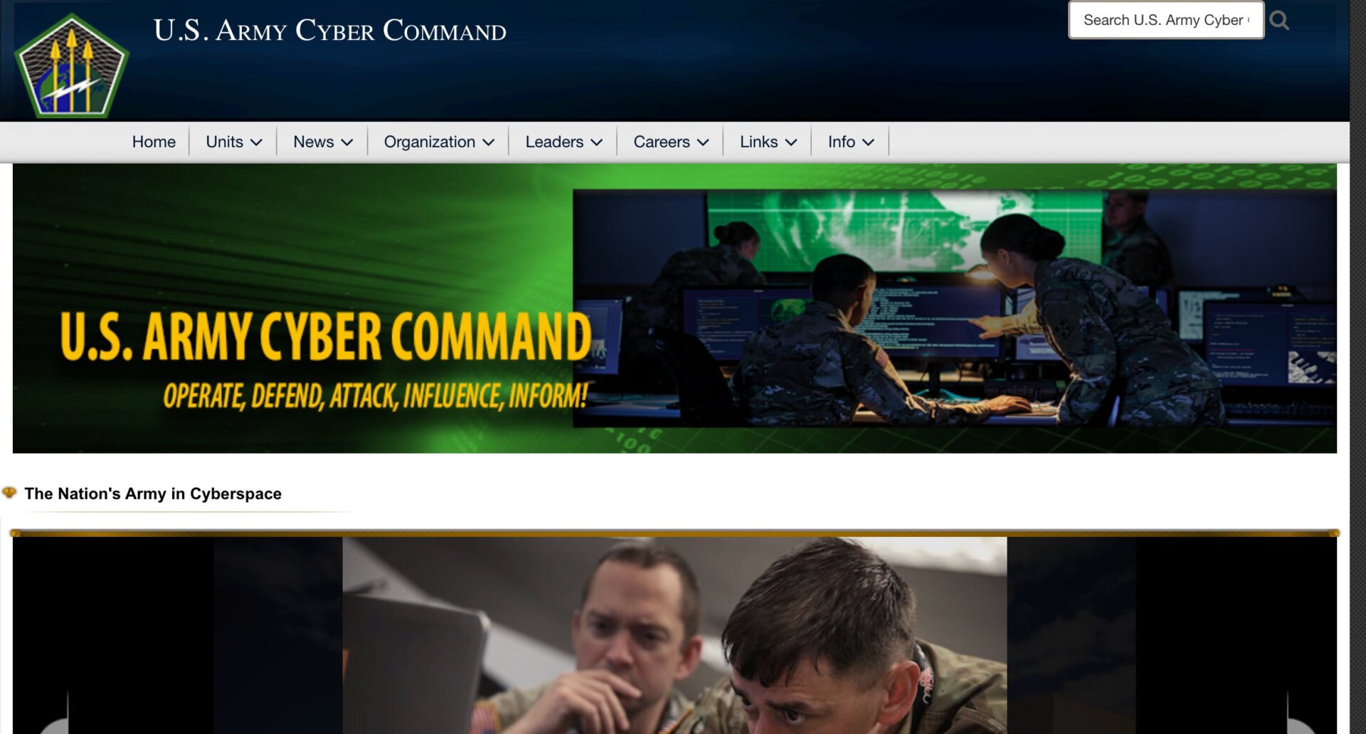 Screenshot: U.S. Army Cyber Command