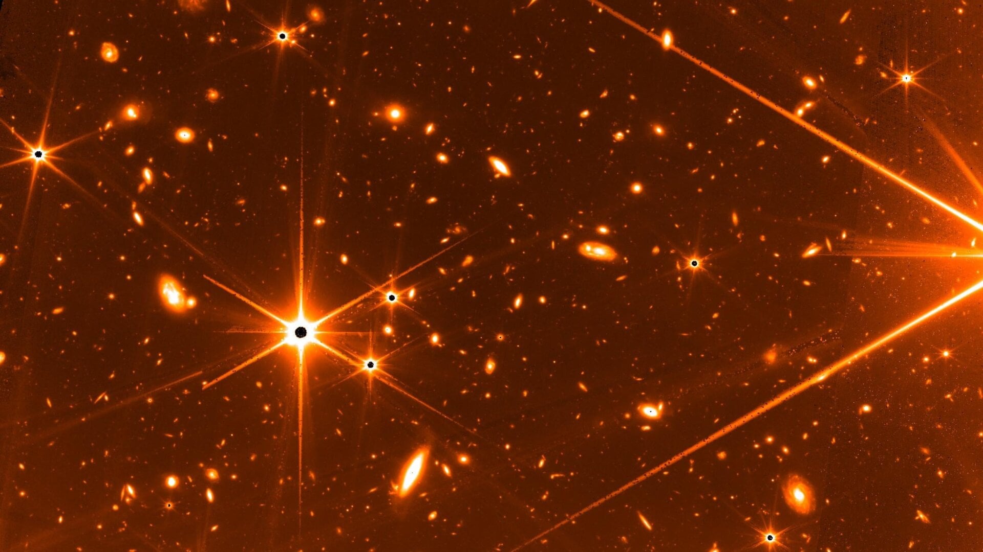 An engineering test image taken by Webb’s fine guidance sensor.