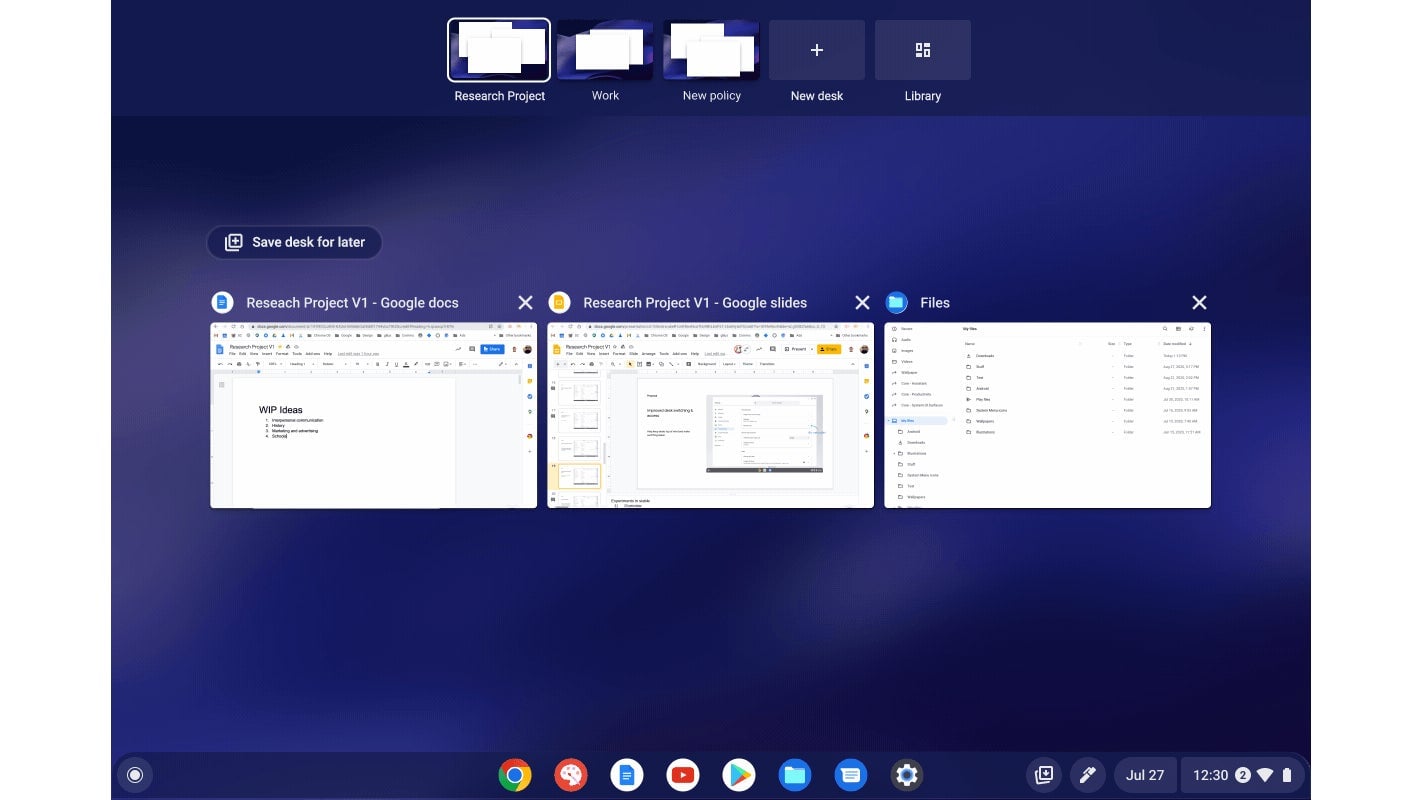 Yes! This is Chrome OS’s Virtual Desks you’re looking at!