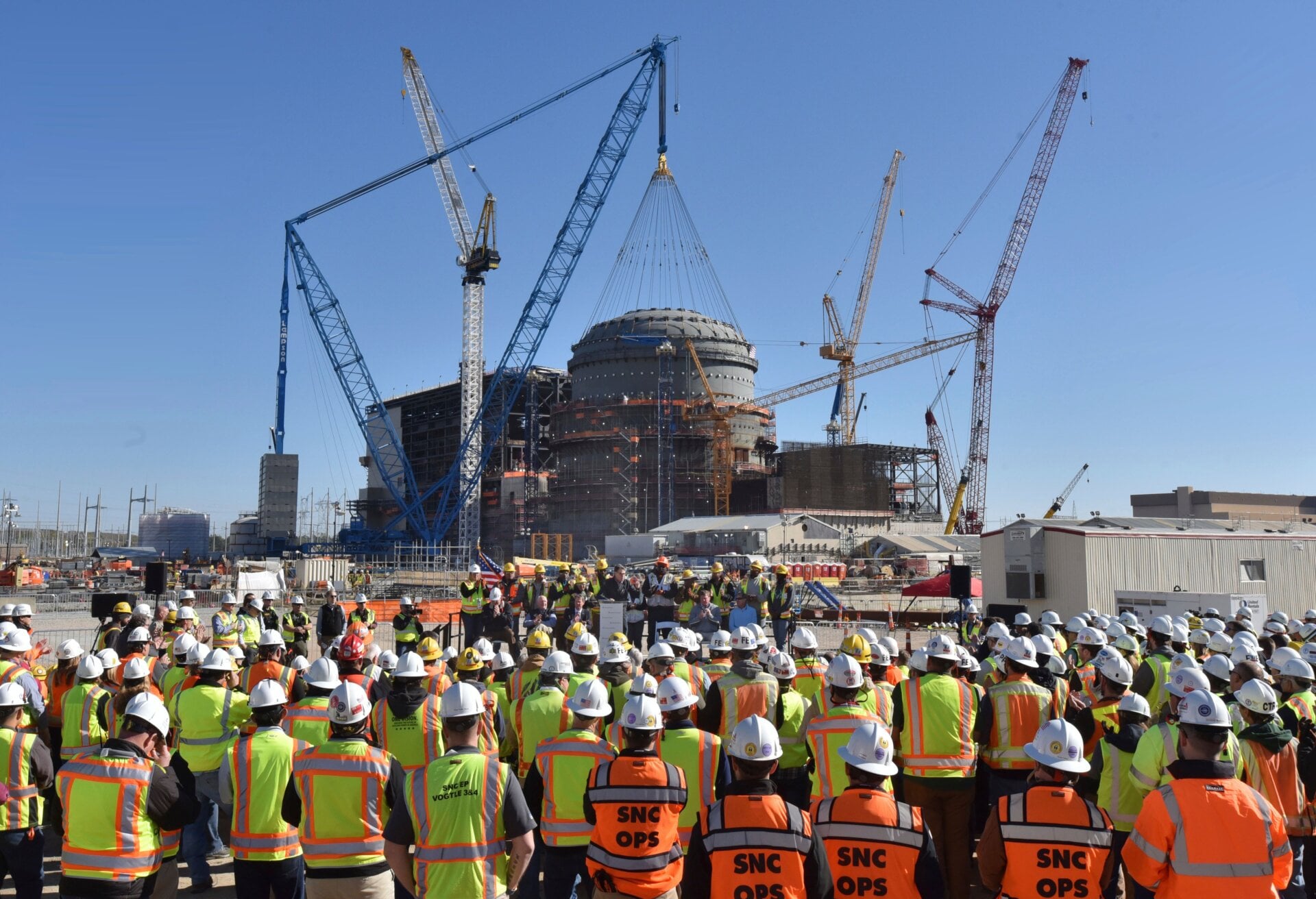 Then-Energy Secretary Rick Perry speaks at the construction site of the Vogtle nuclear plant in Waynesboro, Georgia. Georgia Power has come under fire for its mishandling of the Vogtle project, which is currently billions of dollars over its original budget and severely behind schedule. 