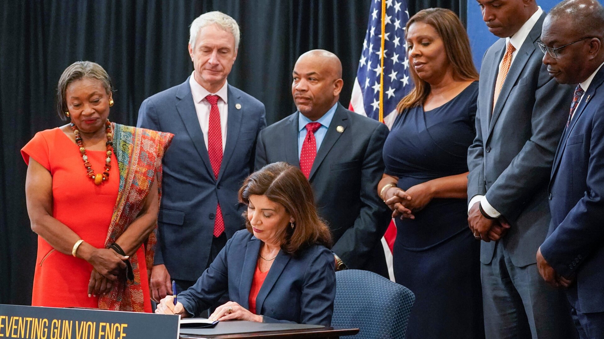 New York Gov. Kathy Hochul signed the legislation containing the social media application requirement along with 10 gun-related bills on Monday.