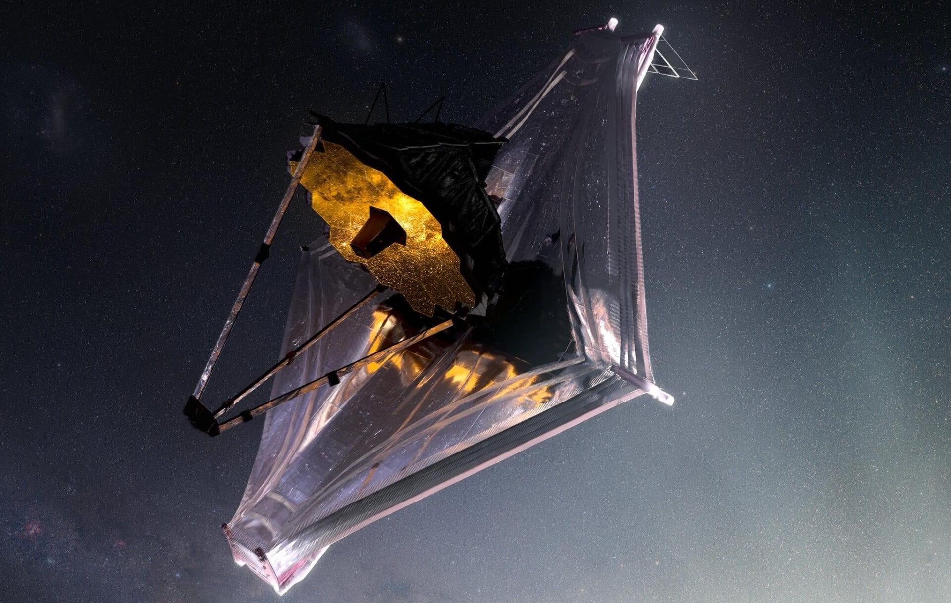An illustration of the Webb Telescope in space.