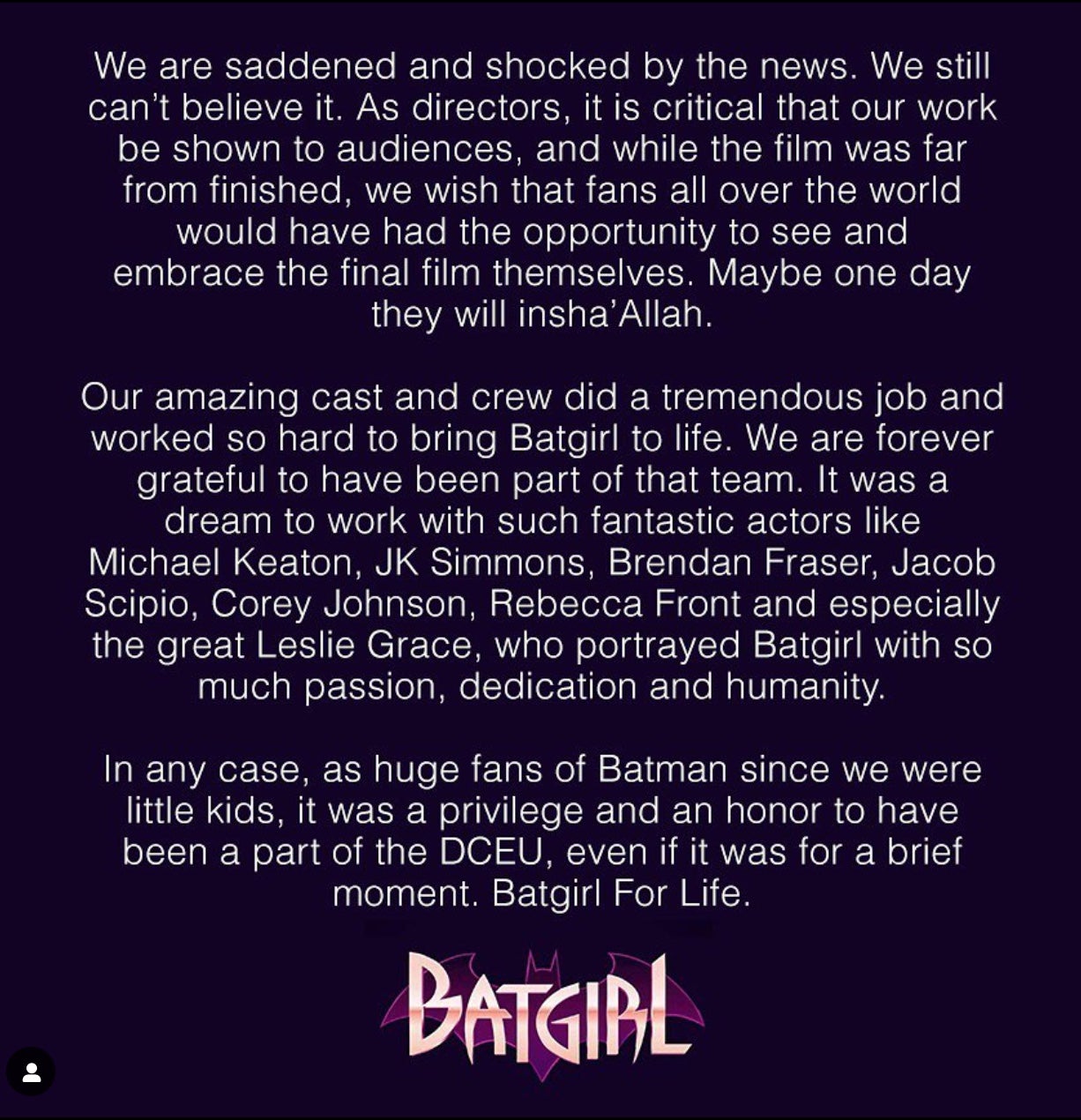 The statement of Adil El Arbi and Bilall Fallah.