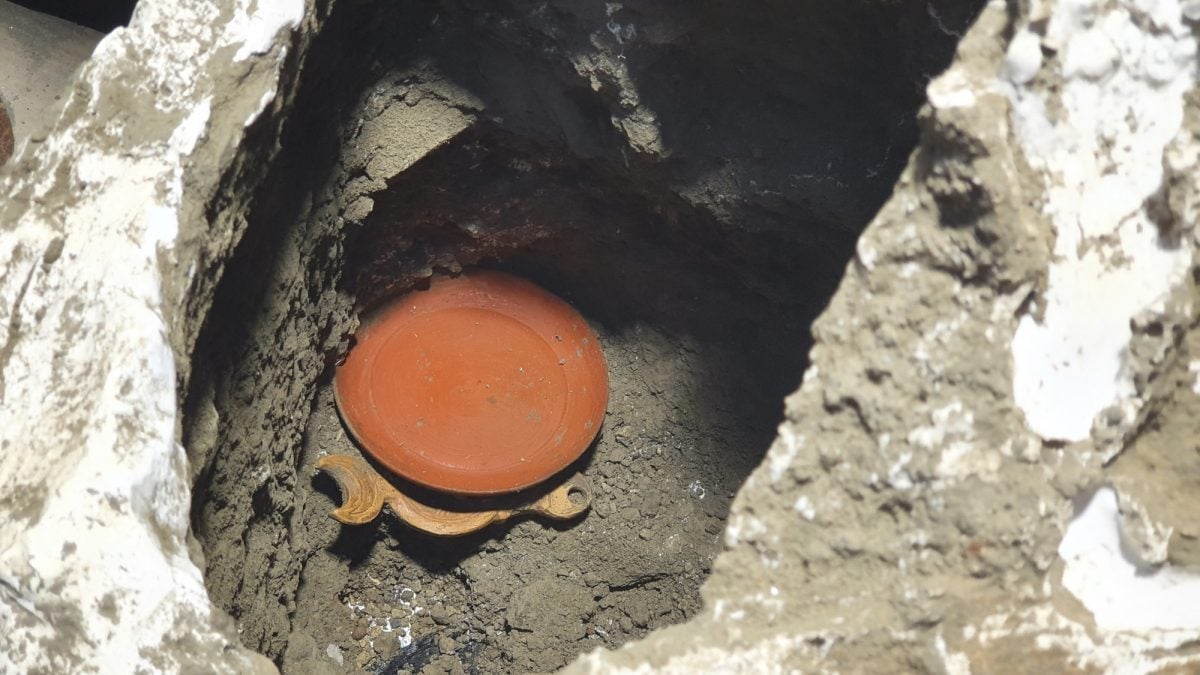A sigillata plate found in the Pompeiian chest.