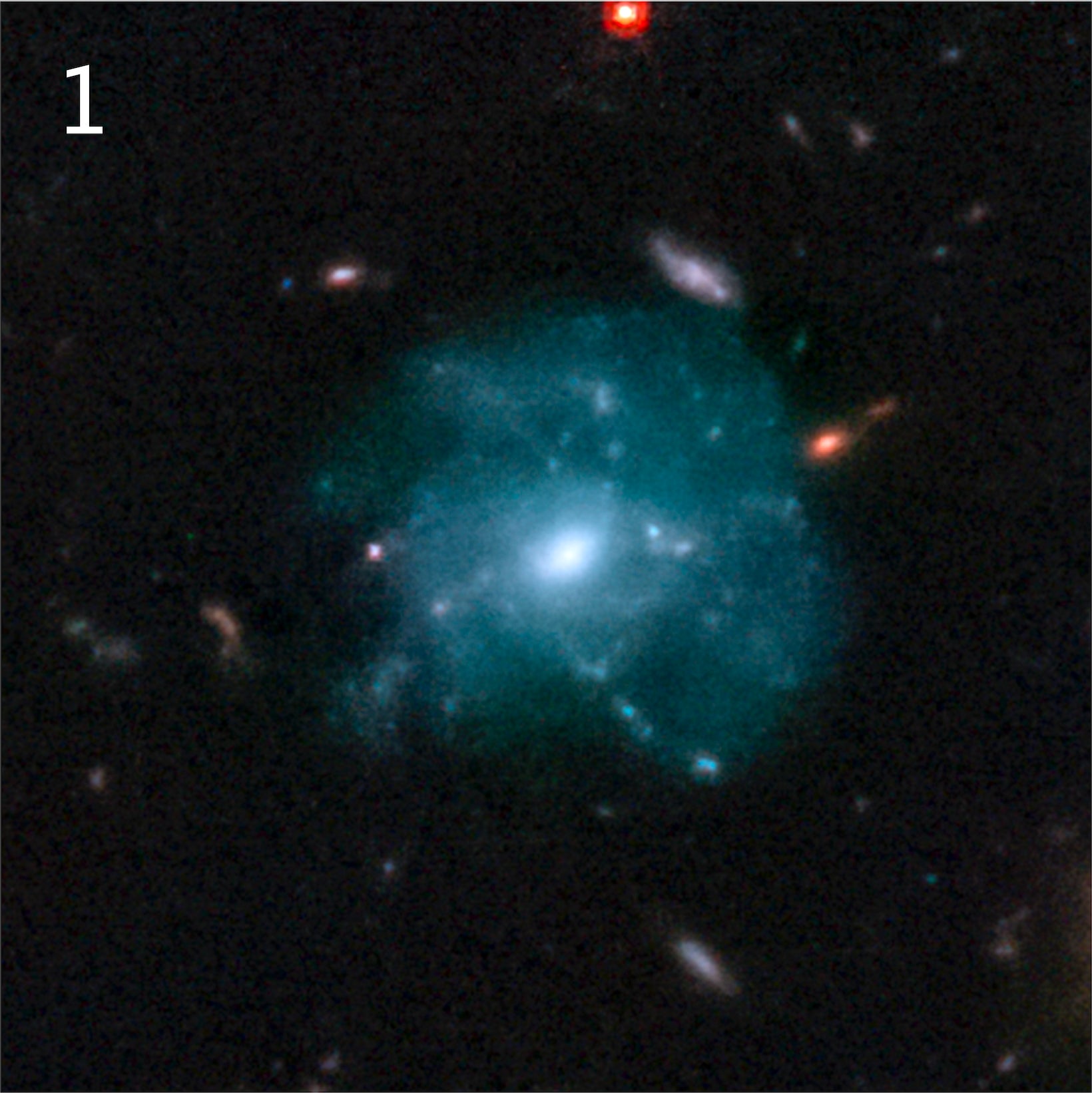 A spiral galaxy, peppered with star-forming clumps.