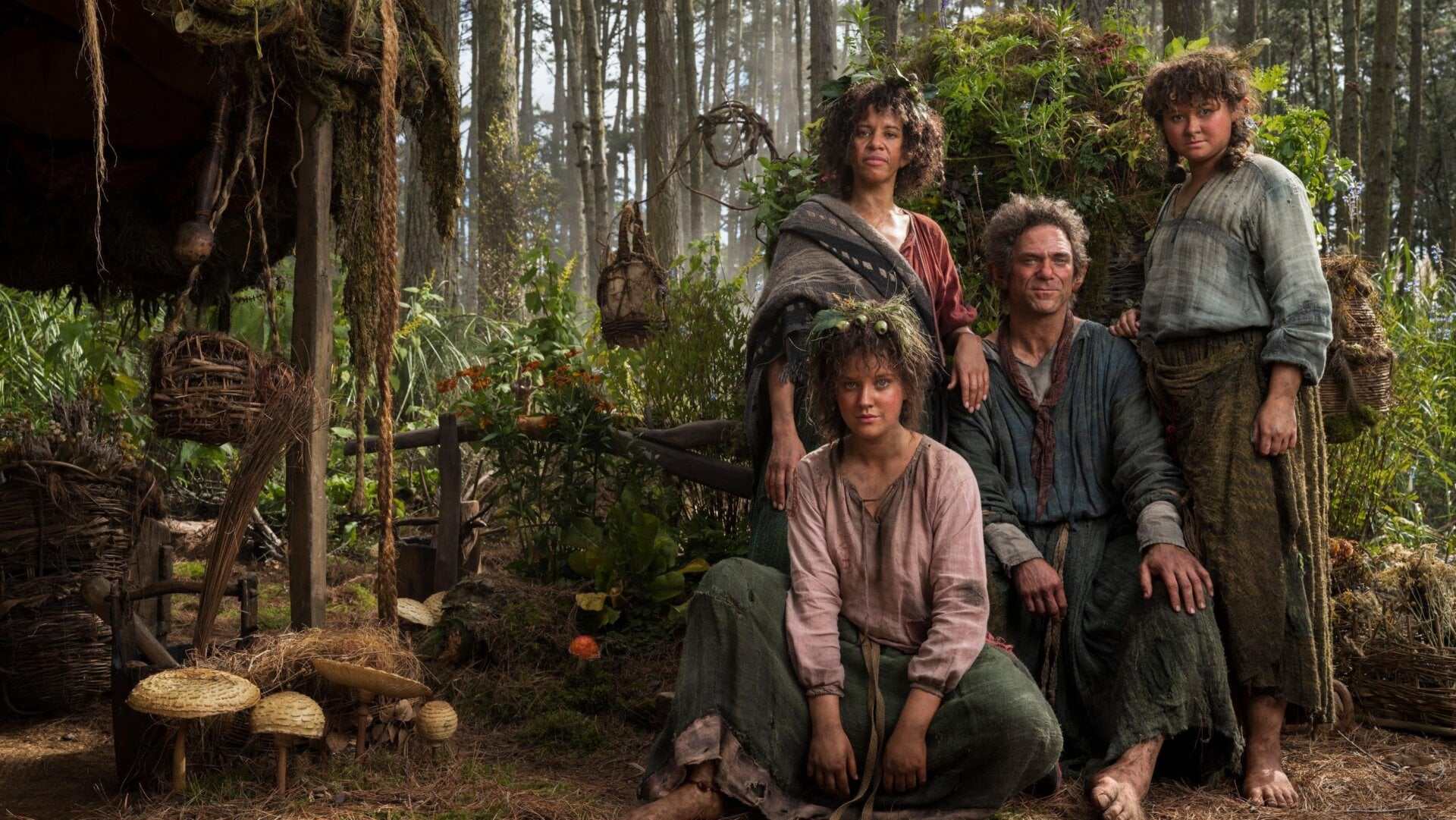 From left: Markella Kavenagh as Elanor “Nori” Brandyfoot, Sara Zwangobani as Marigold Brandyfoot, Dylan Smith as Largo Brandyfoot, and Megan Richards as Poppy Proudfellow.