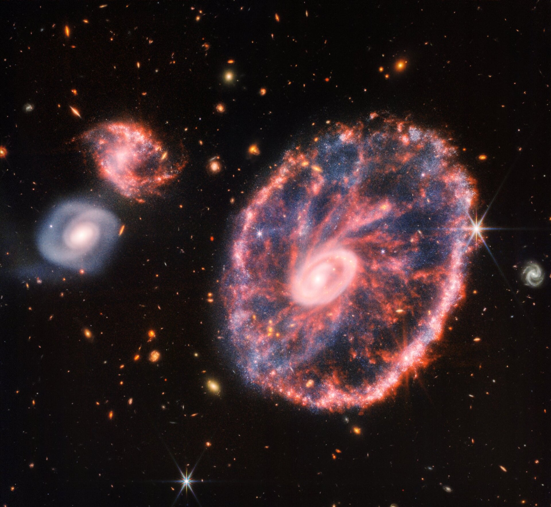 The Cartwheel Galaxy looks a bit like a wagon wheel.