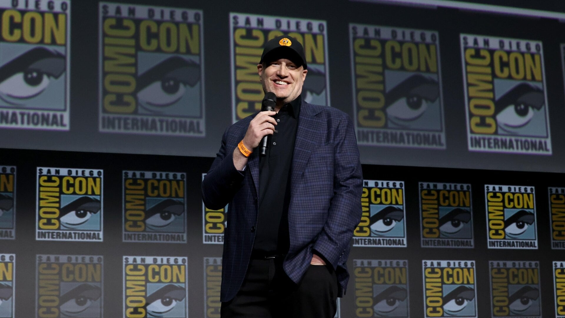 Kevin Feige, President of Marvel Studios, participates in the Marvel Studios presentation at San Diego Comic-Con on July 23, 2022.