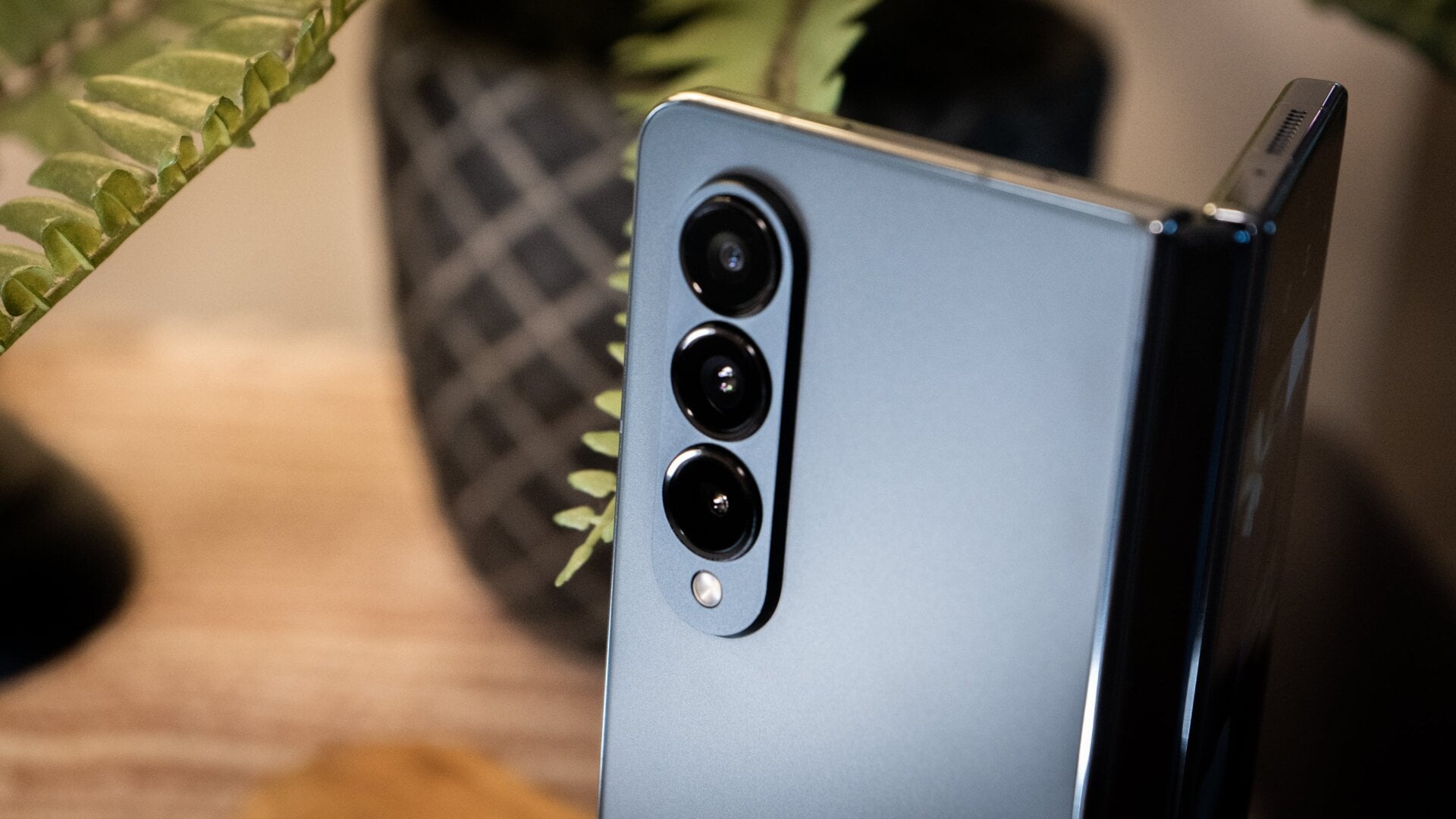 The Galaxy Z Fold 4 has a rear-facing three-camera array. 