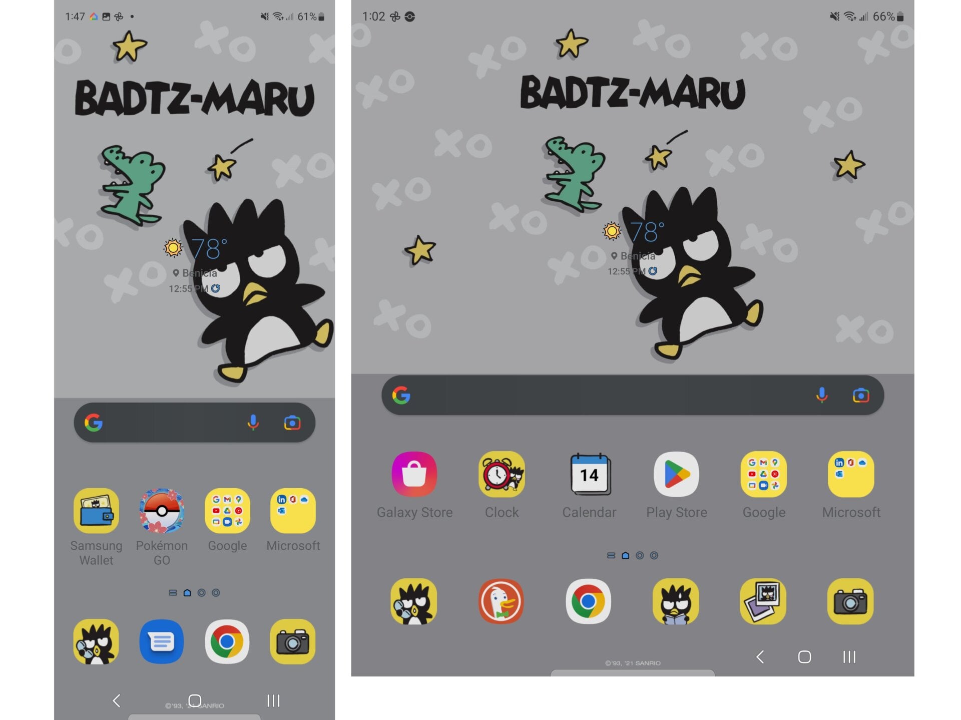 On the left is a screenshot of the Z Fold 4’s front-facing screen; on the right is a screenshot of the Z Fold 4’s interior screen. 
