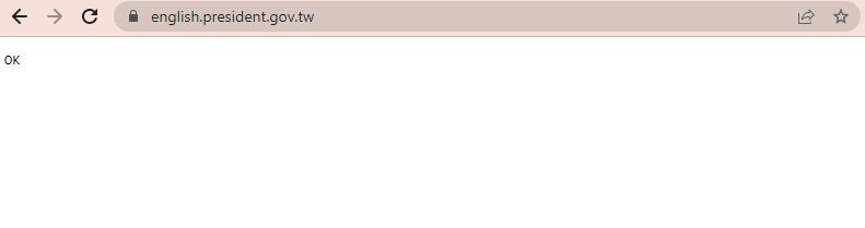 What showed up on browsers when trying to access the Taiwanese presidential webpage.