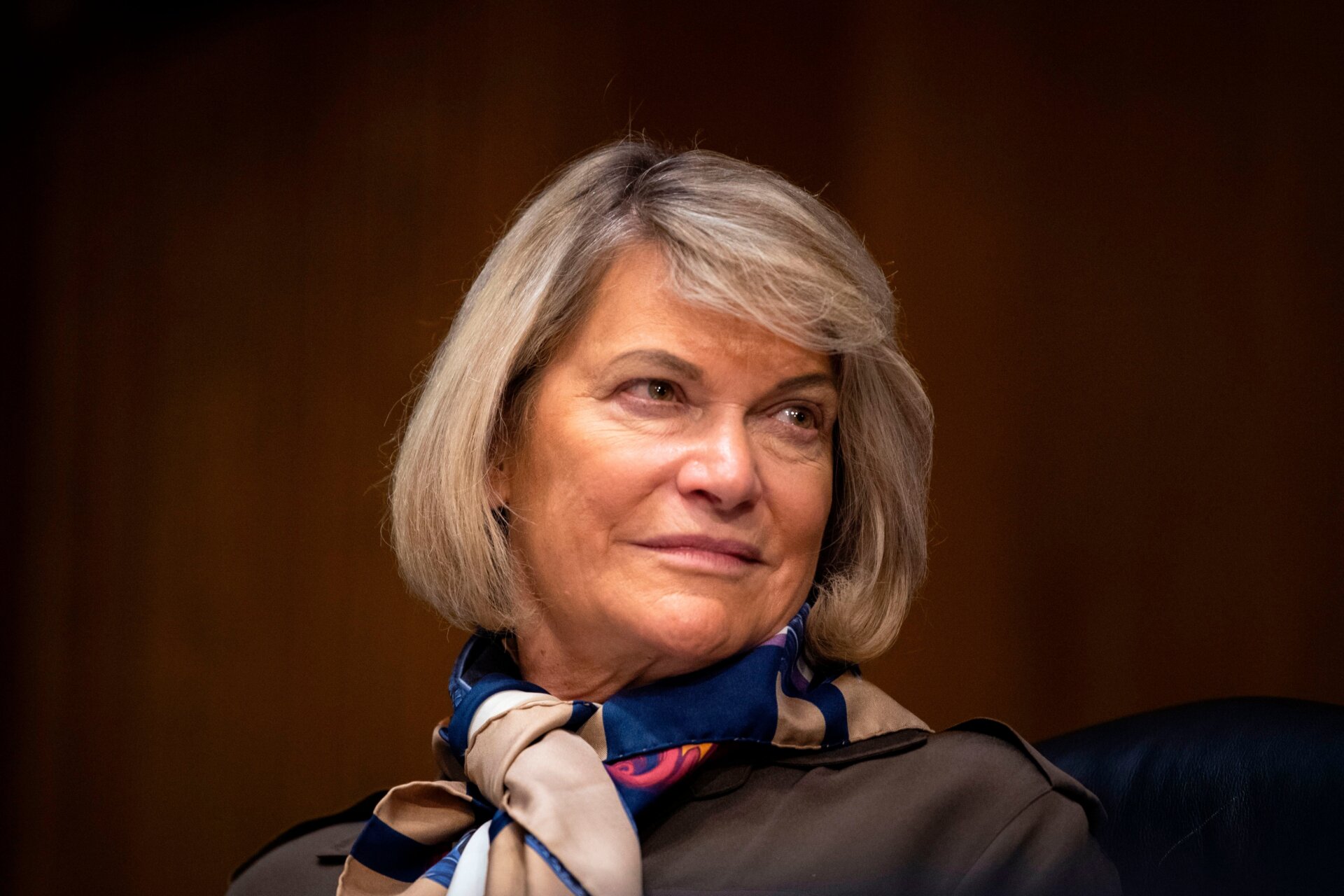 Senator Cynthia Lummis (R-WYO) attends a Senate Environment and Public  Works Committee nomination hearing for Michael Stanley Regan to be  Administrator of the Environmental Protection Agency in Washington, DC,  on February 3, 2021.