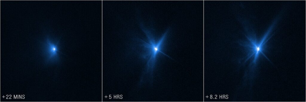 New Hubble and Webb Images Capture Aftermath of DART Asteroid Smash Up