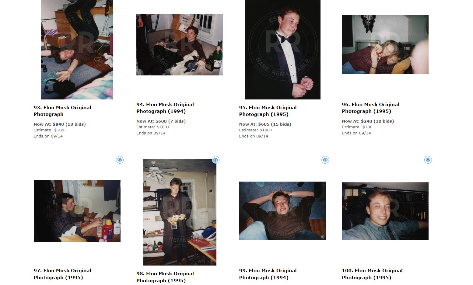 A sampling of the photographs up for auction.