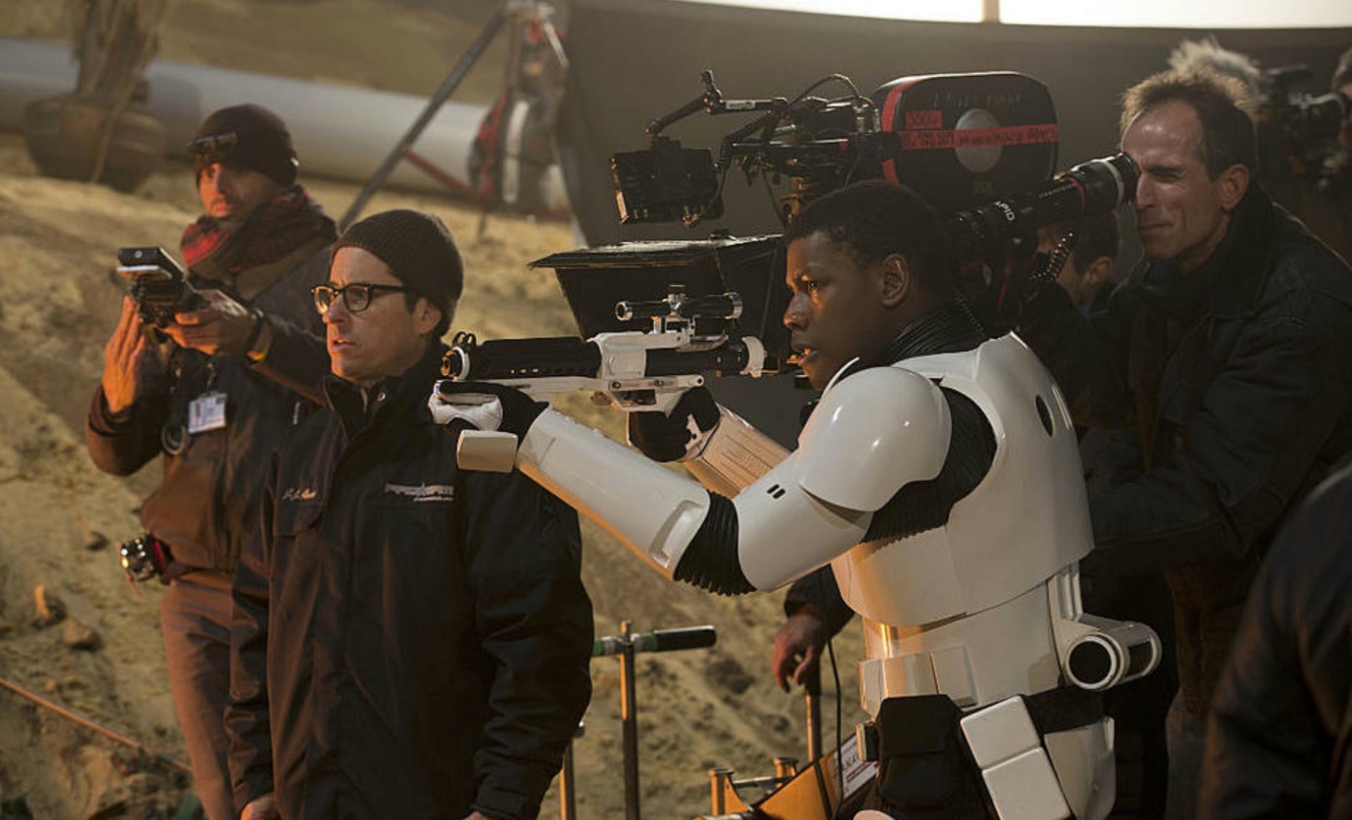 J.J. Abrams directing Star Wars: The Force Awakens.
