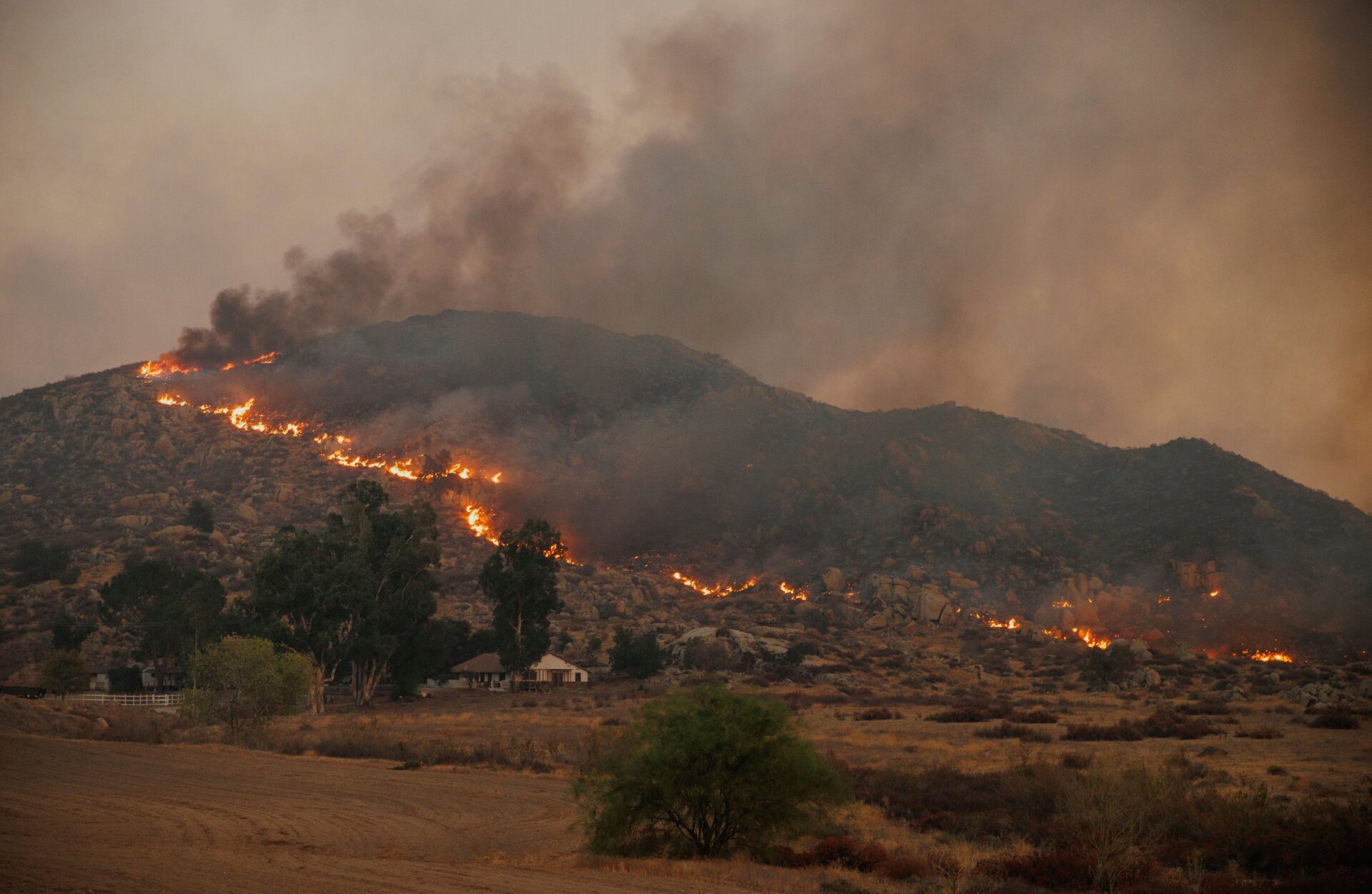 A hillside burns in the Fairview Fire Monday, Sept. 5, 2022, near Hemet, California. 