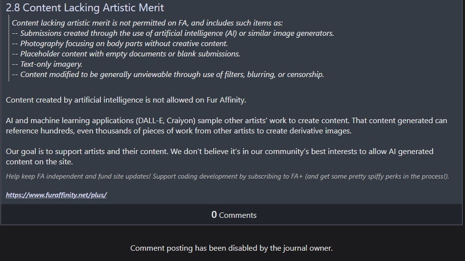 Screenshot: Fur Affinity