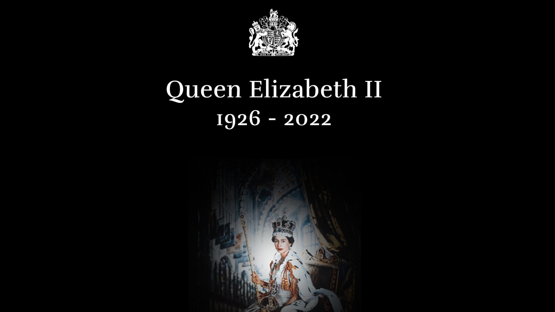 What shows up when trying to connect to the main royal website. Other British monarchy-affiliated sites also link to the big, black page.