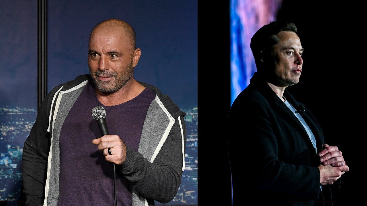 Comedian and podcaster Joe Rogan (left) and Elon Musk