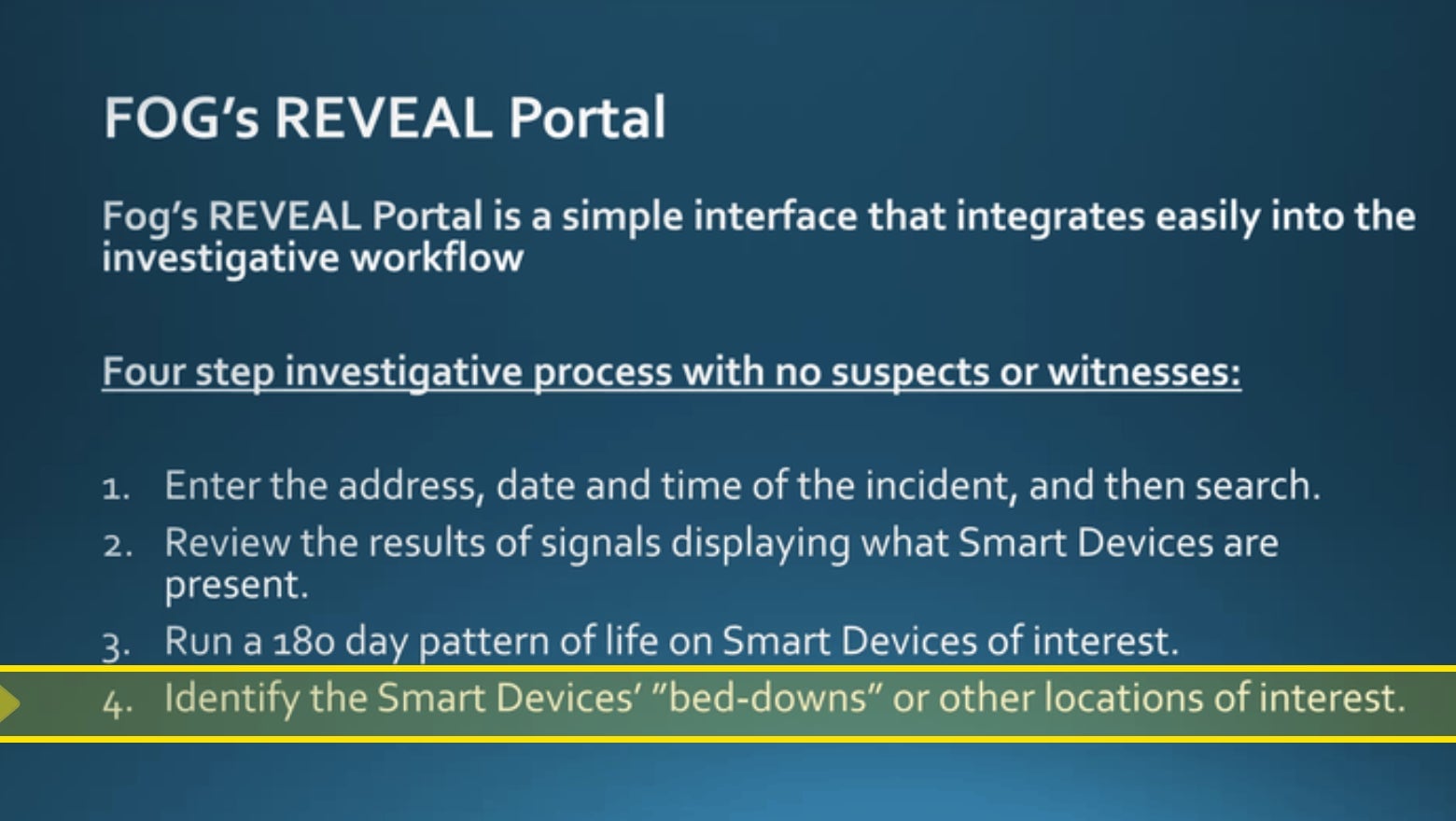A slide deck from a presentation on Fog Reveal, obtained using public records requests.