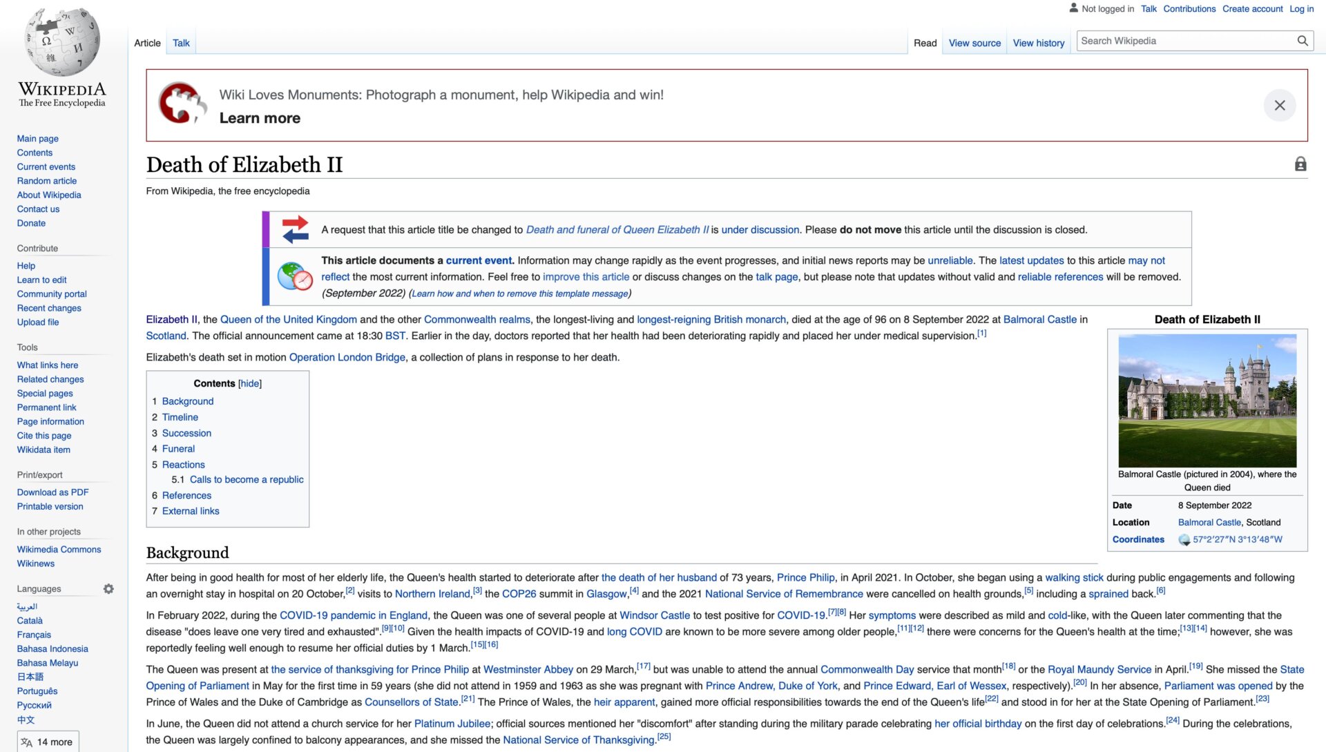 A Wikipedia editor created a draft article titled “Death of Elizabeth II” two hours before her death was announced, according to Depths of Wikipedia creator Annie Rauwerda.
