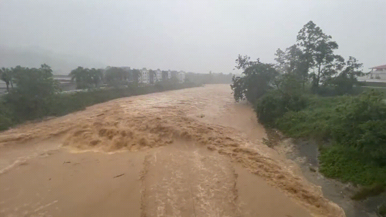 Widespread flooding continues in Puerto Rico. Rivers are swollen and rushing with brown water and debris following the storm.